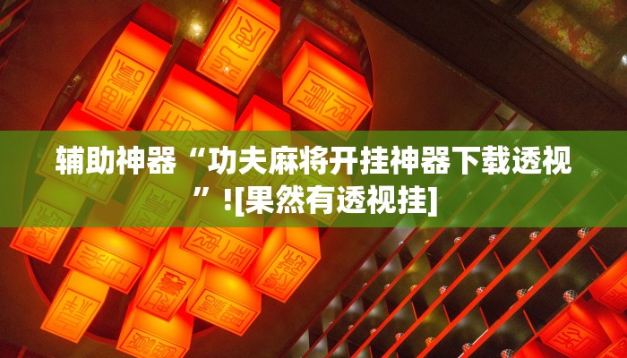 辅助神器“功夫麻将开挂神器下载透视”![果然有透视挂]